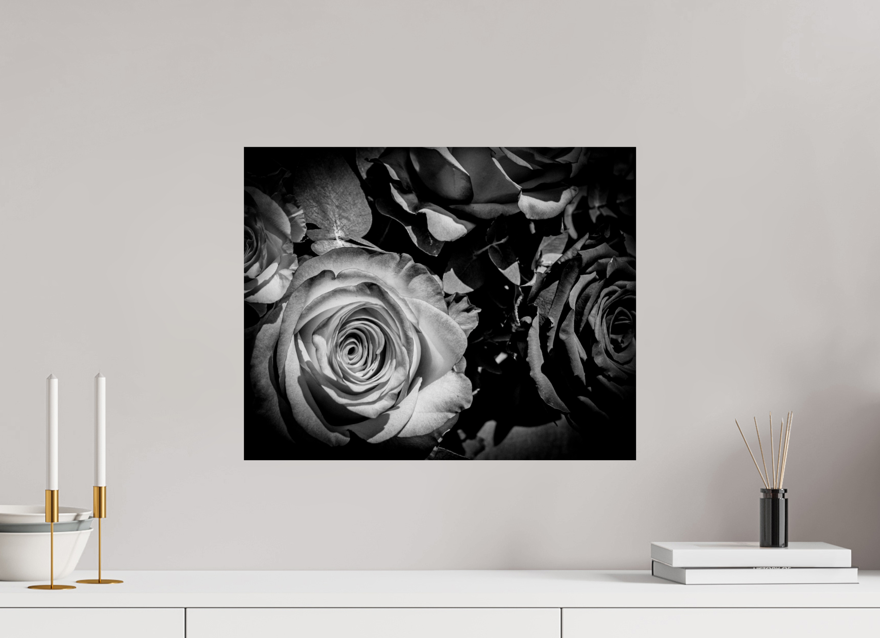 V Day – Black and White Rose Photography Print | Romantic Floral Wall Art