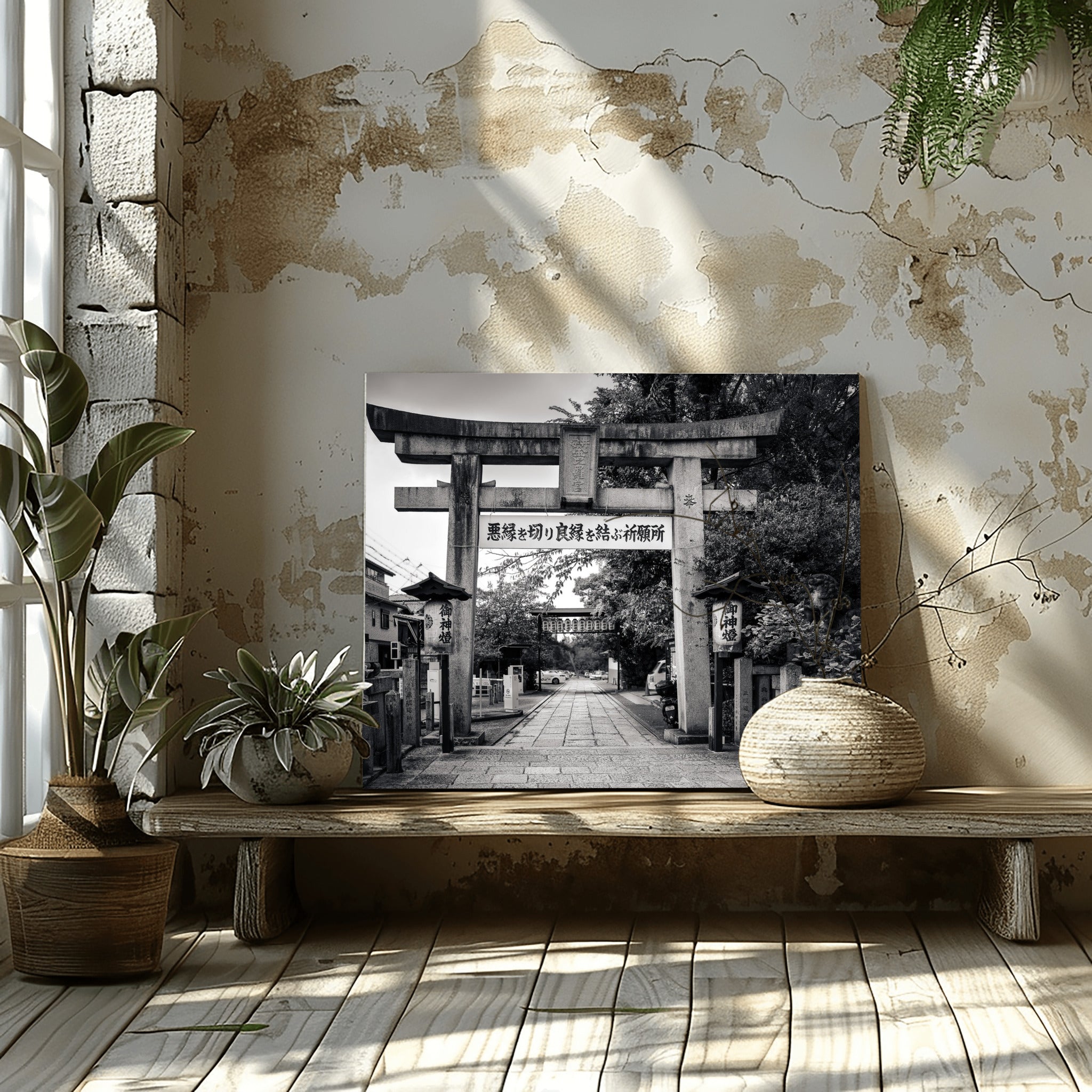 Passage to Intention - Black and White Japanese Shrine Photography Print | Kyoto Wall Art