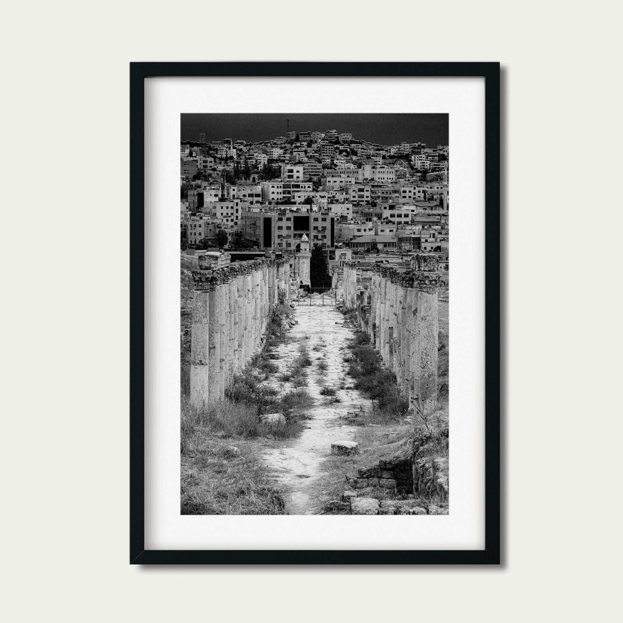 Ruins and Rising – Ancient Roman Columns in Jerash, Jordan | Black and White Fine Art Photography