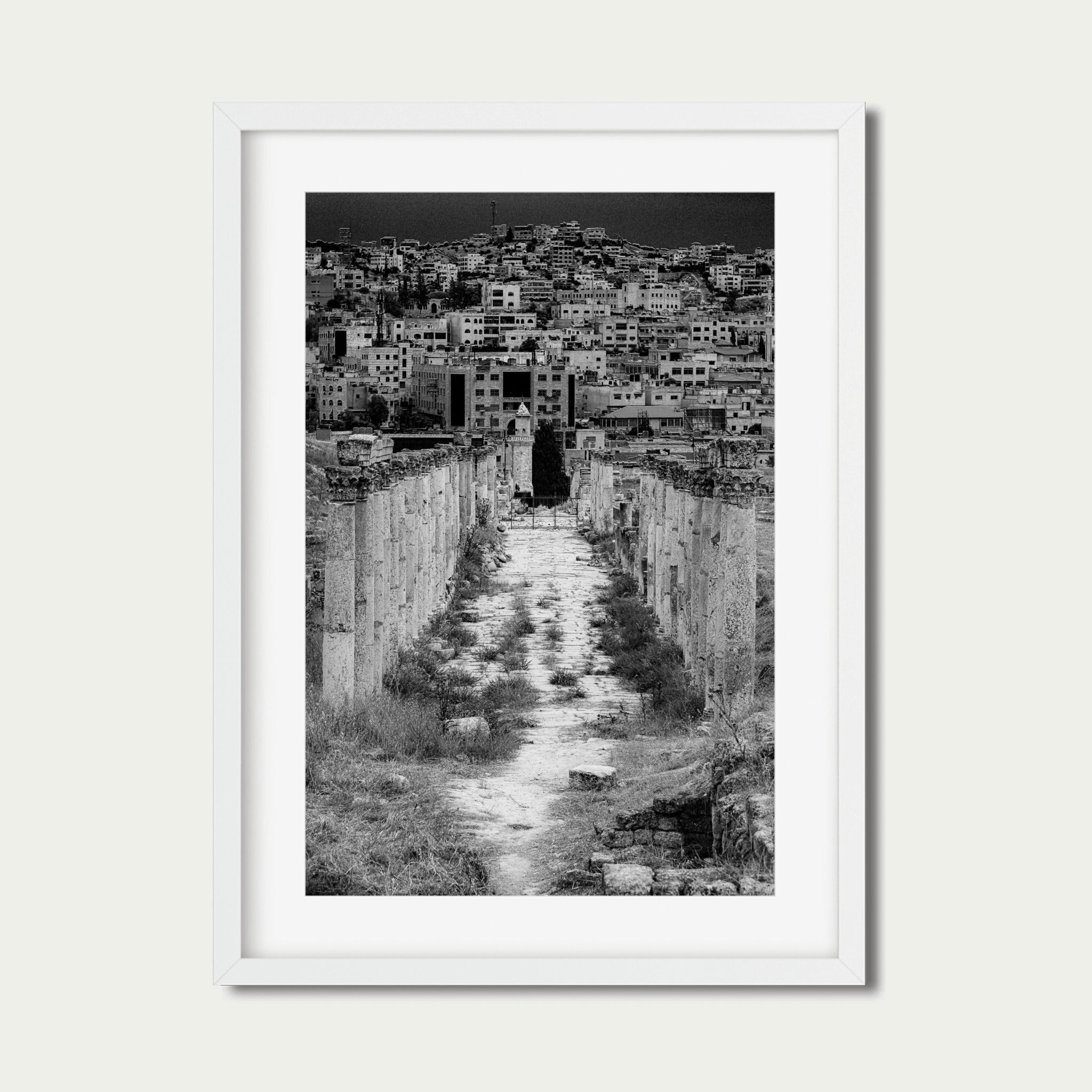 Ruins and Rising – Ancient Roman Columns in Jerash, Jordan | Black and White Fine Art Photography