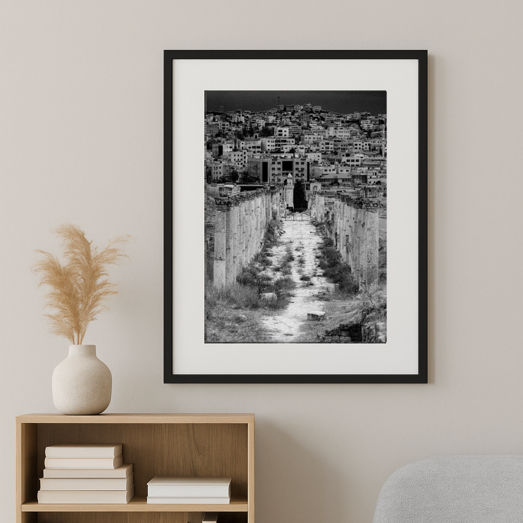 Ruins and Rising – Ancient Roman Columns in Jerash, Jordan | Black and White Fine Art Photography