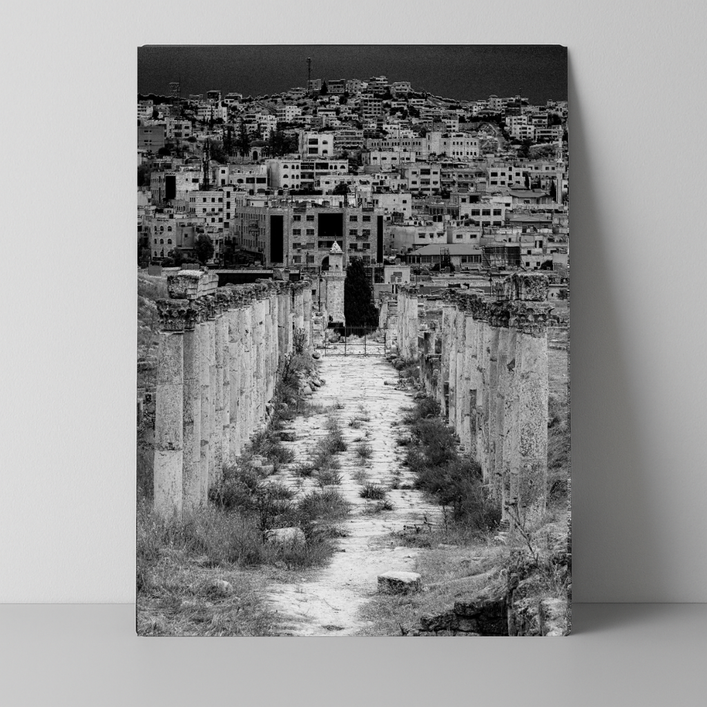 Ruins and Rising – Ancient Roman Columns in Jerash, Jordan | Black and White Fine Art Photography
