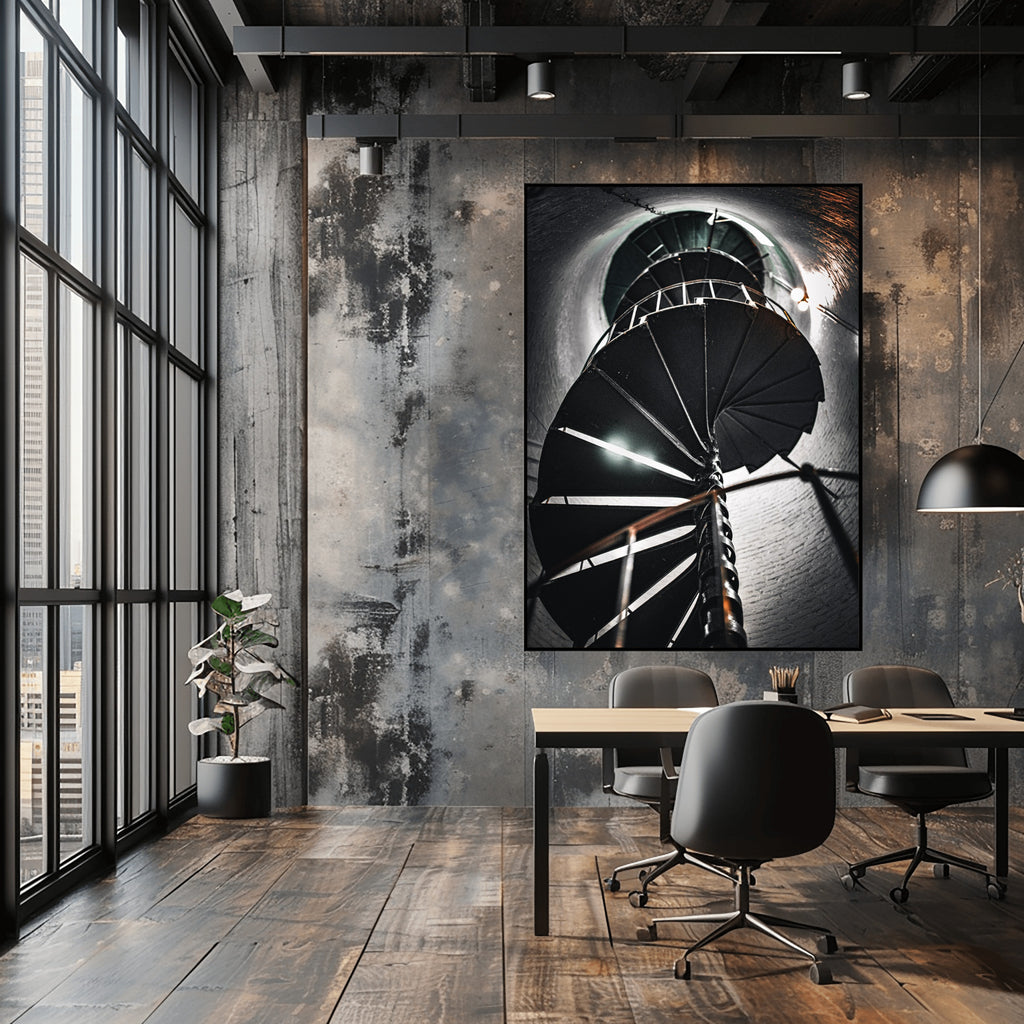 Spiral Ascent – Lighthouse Staircase Photography Print