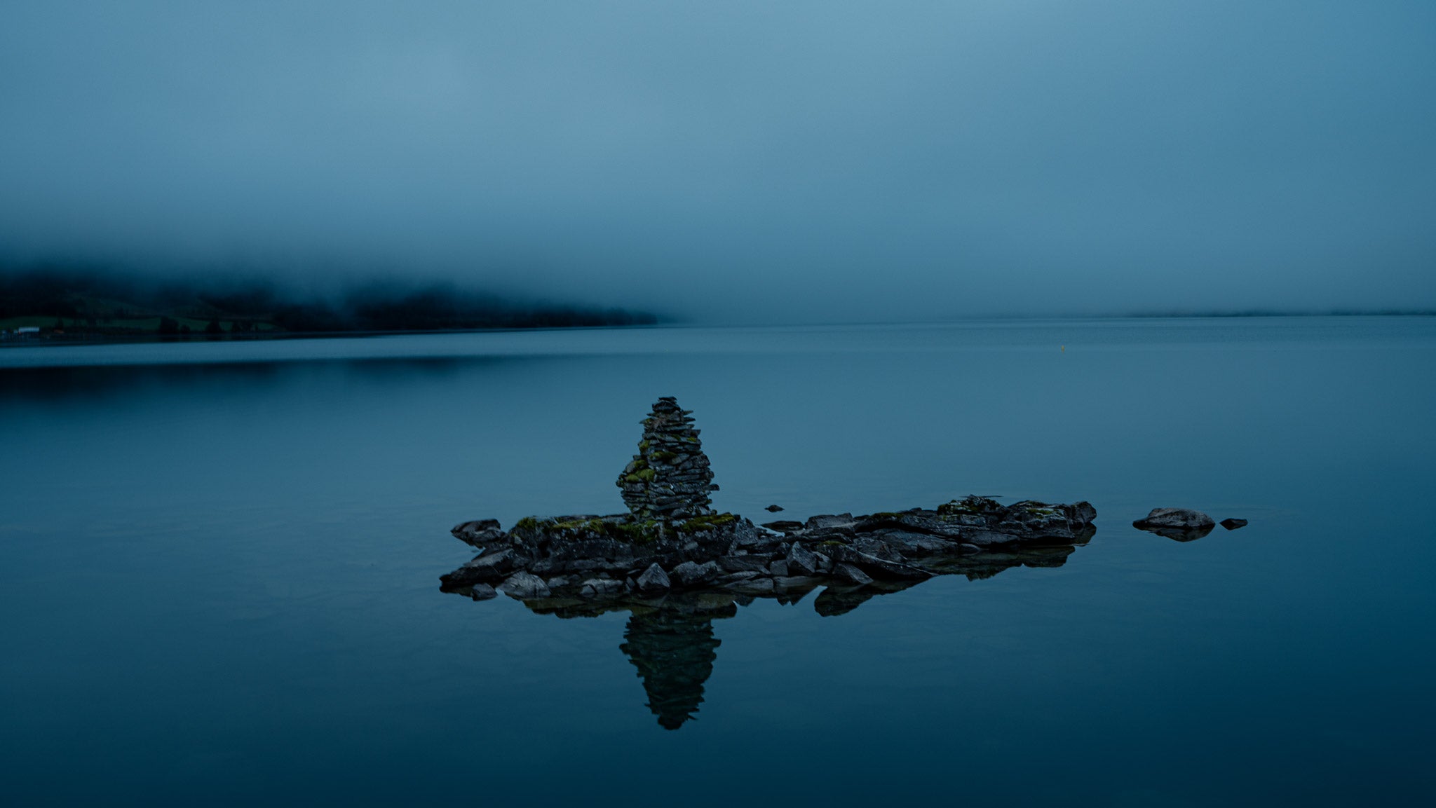 Fine art Norway fjord landscape with calm blue water – Stillpoint photography print.