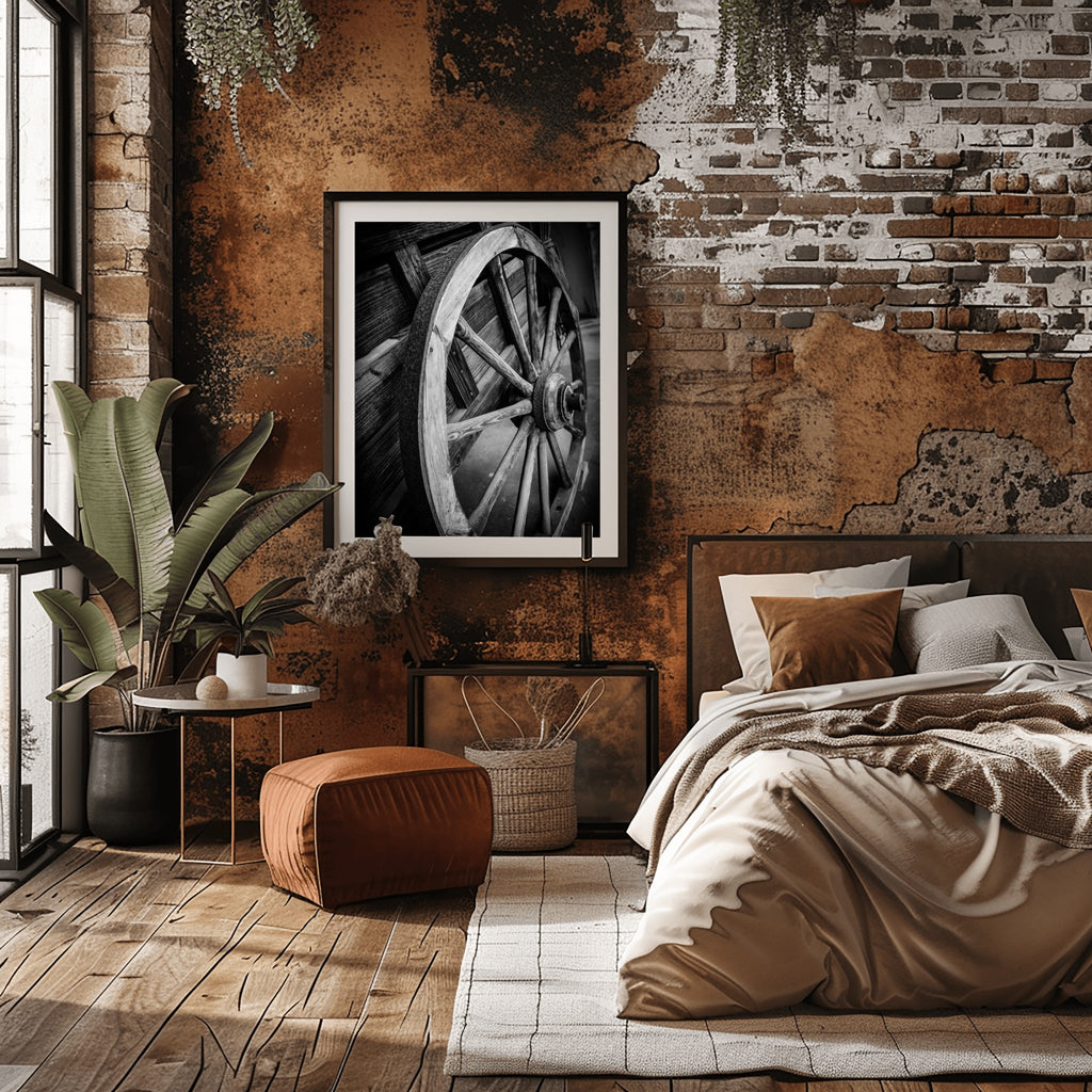 Wheel of Time – Rustic Wagon Wheel Photography Print | Vintage Americana Wall Art