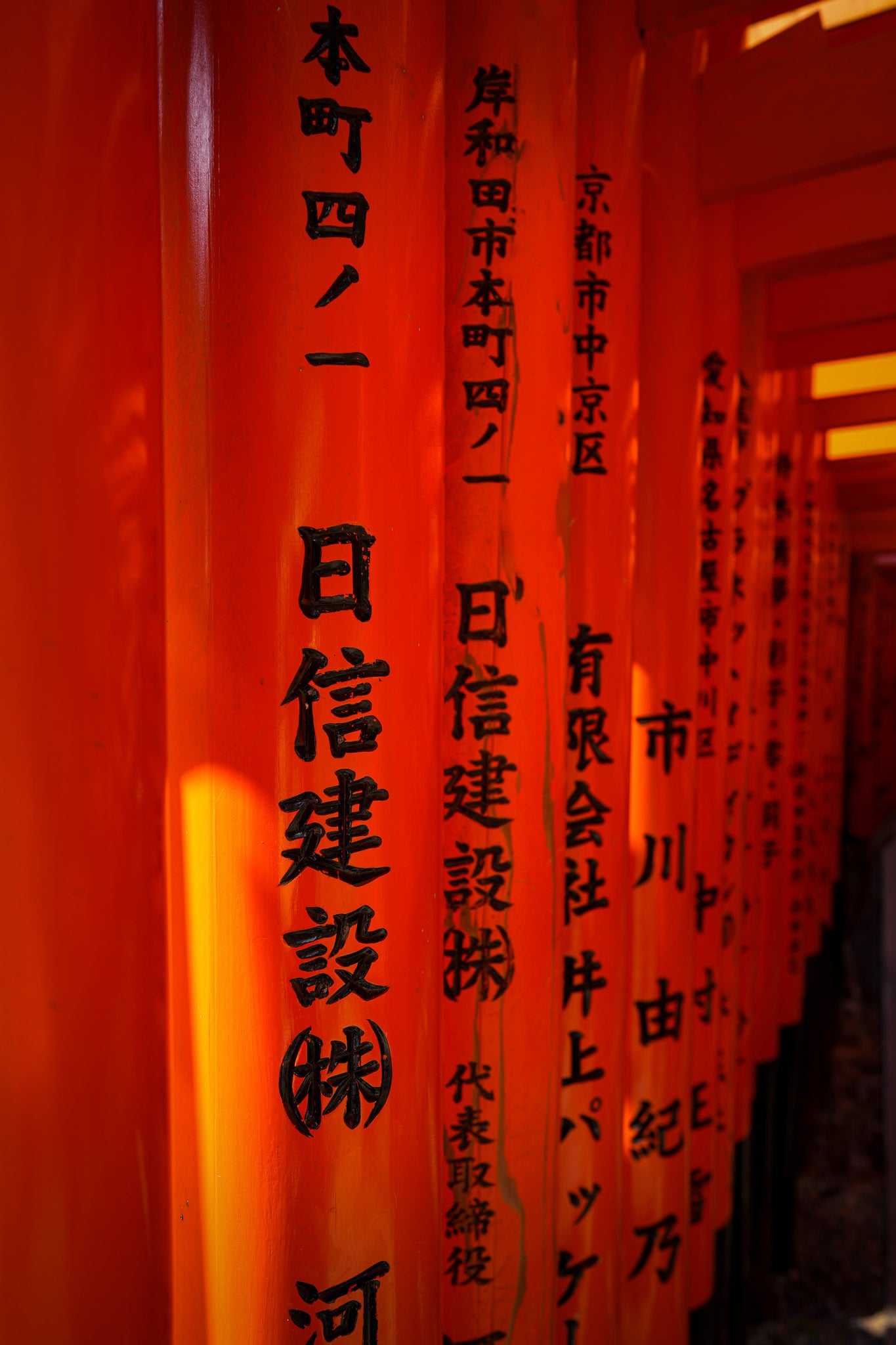 Torii Gate Calligraphy – Fushimi Inari Shrine Kyoto Photography Print | Japanese Wall Art